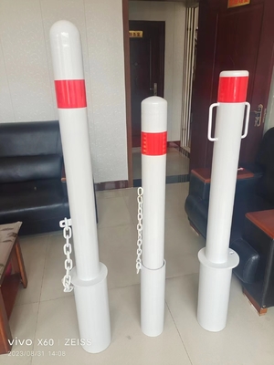 Safety Parking Barrier Steel Bollard Post With Reflective Tape